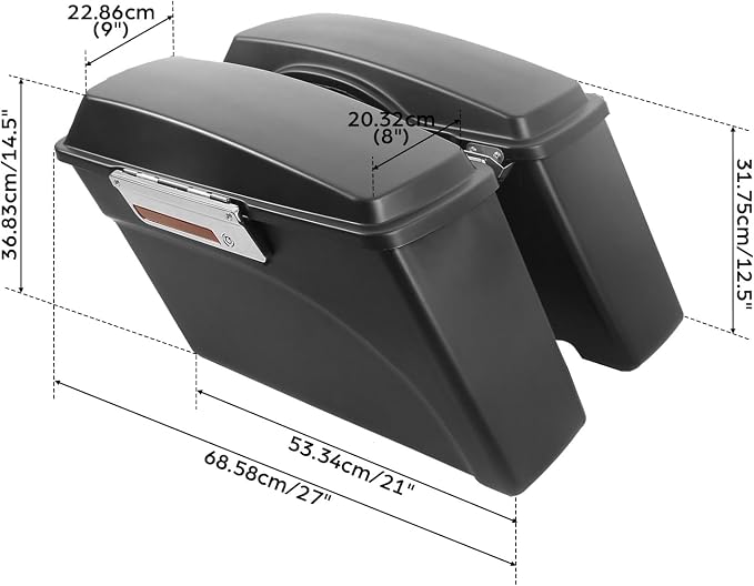 XFMT Motorcycle Saddlebags Matte Black Hard Saddle Bags Trunk - Image 3