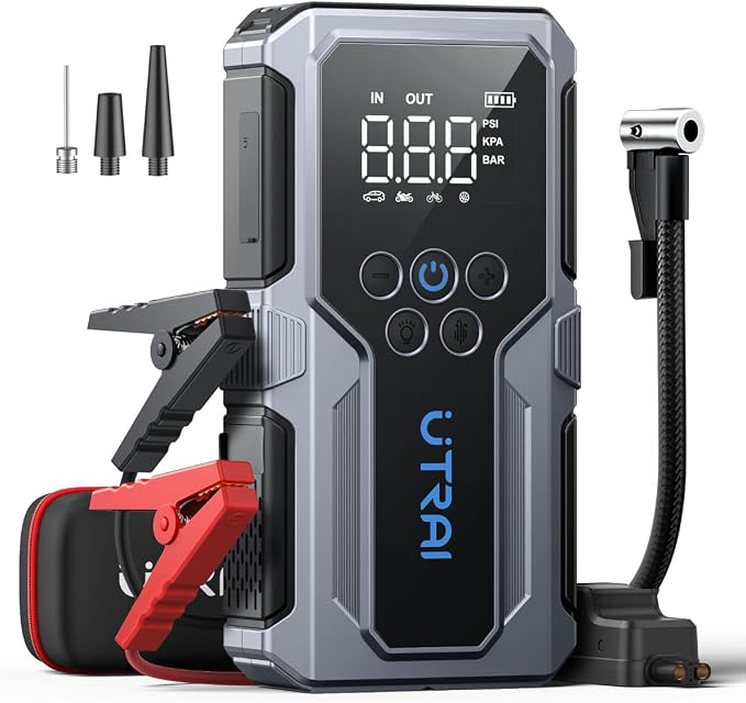 Car Jump Starter with Air Compressor, UTRAI 4000A 150PSI Car Jump Starter 12V by UTRAI