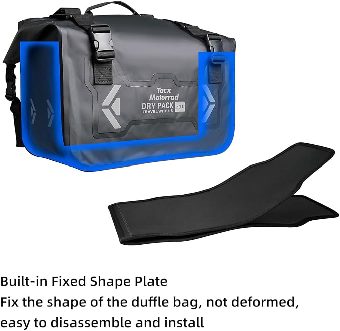 Motorcycle Saddle Bags Tail Bag, 30L Roll-top Waterproof Motor Detachable Side - Image 3