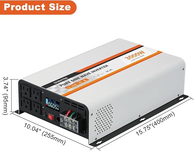 3000 Watt Pure Sine Wave Inverter, DC 12V to AC 120V - Image 7
