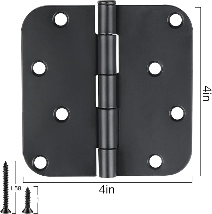 4 in x 4" Black Door Hinges 12 Pack Matte Black Door Hinges 4 Inch Exterior - Image 3