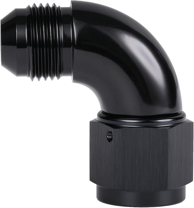 90 Degree 8AN Male to 8AN Female Swivel Full Flow Fitting Adapter Coupler by Podavelle