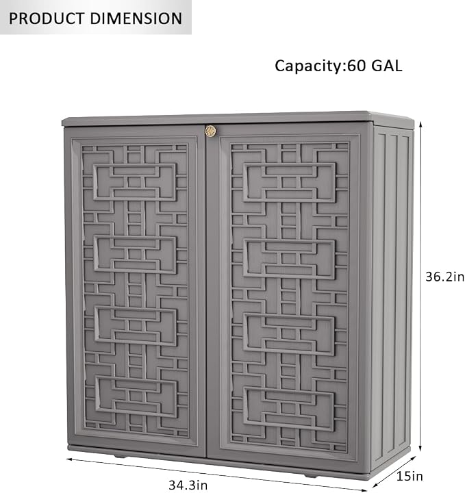 KINYING Outdoor Storage Cabinet Waterproof, Resin 60 Gallon Deck Box - Image 3