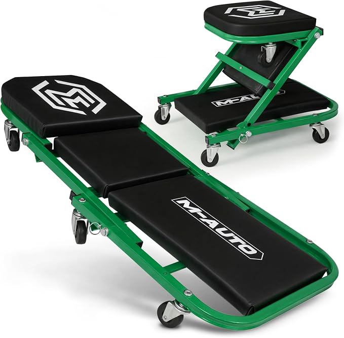 M-AUTO 40-Inch Folding Creeper Rolling Seat, All-in-One Adjustable Roller by M-AUTO