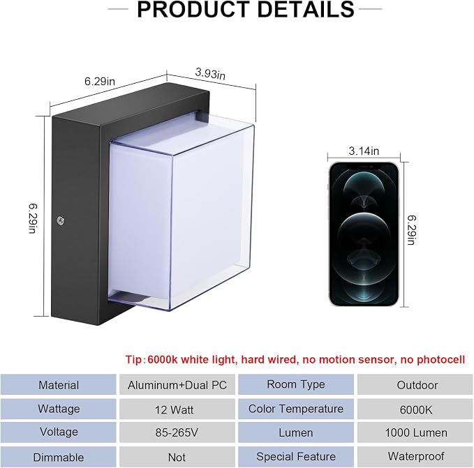 Exterior Wall Lights, Modern Waterproof Outdoor Wall Mount Lighting - Image 3