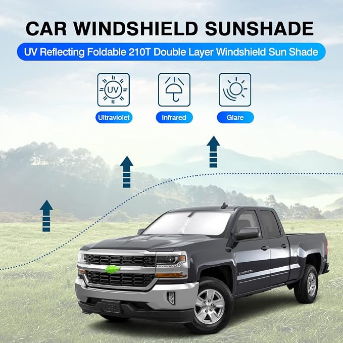 KUST Windshield Sun Shade for 1999-2006 Chevrolet/Chevy Silverado 1500 - Image 2