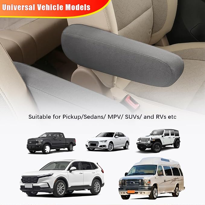 2PC Car Front Seat Armrest Covers, Universal Size Seat Arm Rest Cover, Flat - Image 5