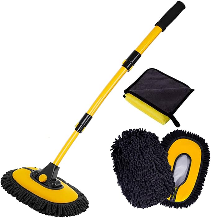 Car Wash Brush with Long Handle, Microfiber Towels Car Wash Kit Cleaning by BMLEI