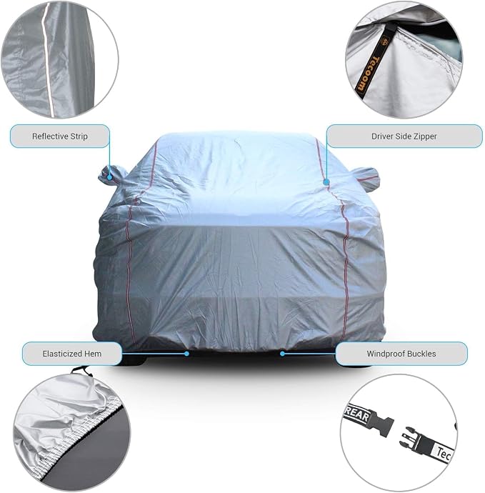 Tecoom Hard Shell Truck Car Cover Waterproof Windproof Zipper Design - Image 4
