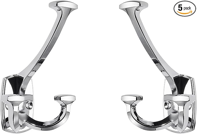 Large Wall Double-Sided Hook 5 Pack Polished Chrome Hook Decorative Heavy Duty by ZAUYX