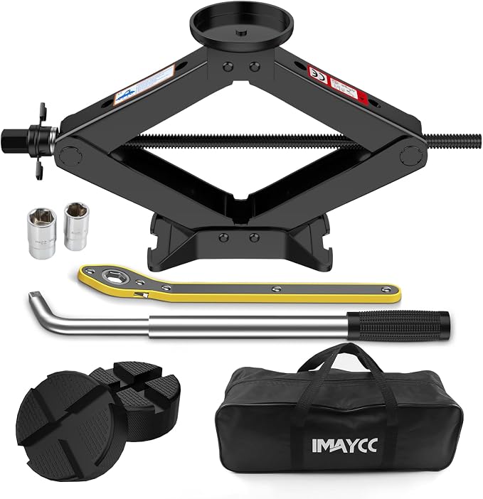 Scissor Jack 3 Ton, 4.1"-18.3" Lifting Car Jack, Heavy Duty Car Jack Kit by IMAYCC