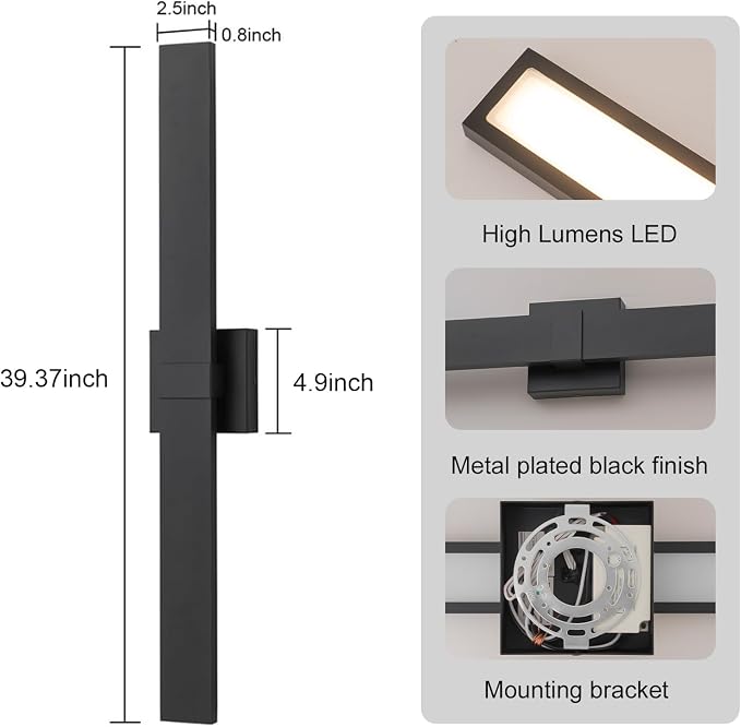 39.4" Long Outdoor Wall Lights Modern LED Exterior Lighting Fixtures Matte - Image 7