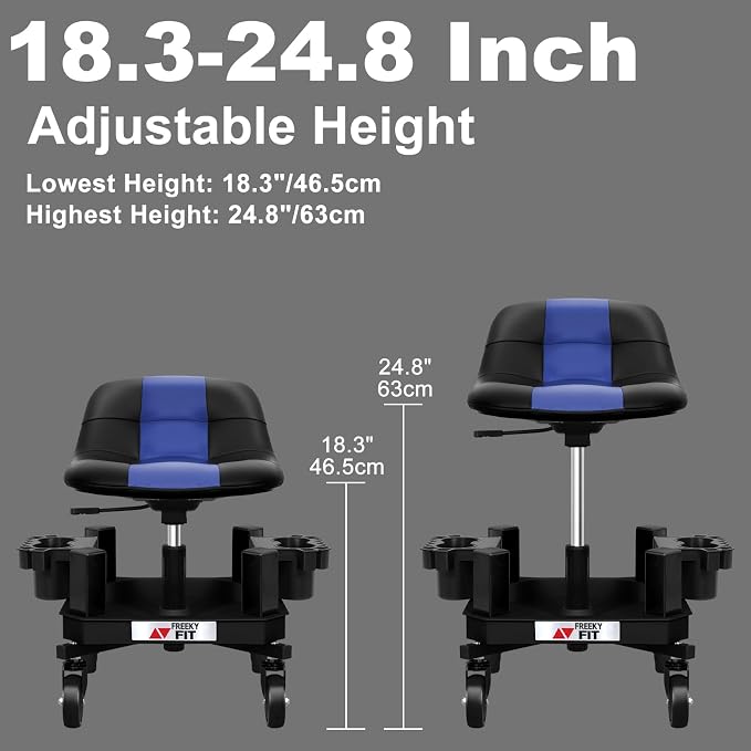 Rolling Stool with Wheels, Adjustable Shop Stool Mechanic Chair Seat Garage - Image 7