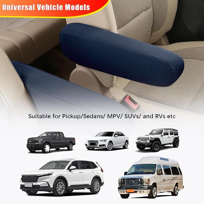 2PC Car Front Seat Armrest Covers, Universal Size Seat Arm Rest Cover, Flat - Image 5