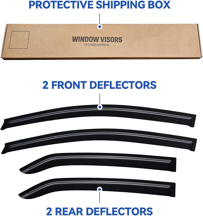 Window Visors Rain Guards for 2007-2013 Toyota Yaris Sedan, Out-Channel Window - Image 6