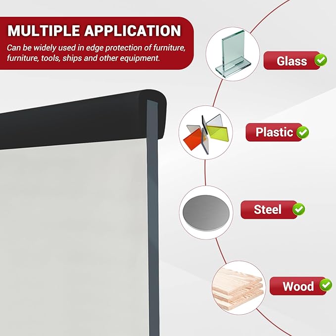 Rubber Edge Trim, 3/16" Self Adhesive Flexible U Channel Edge Protecter - Image 5