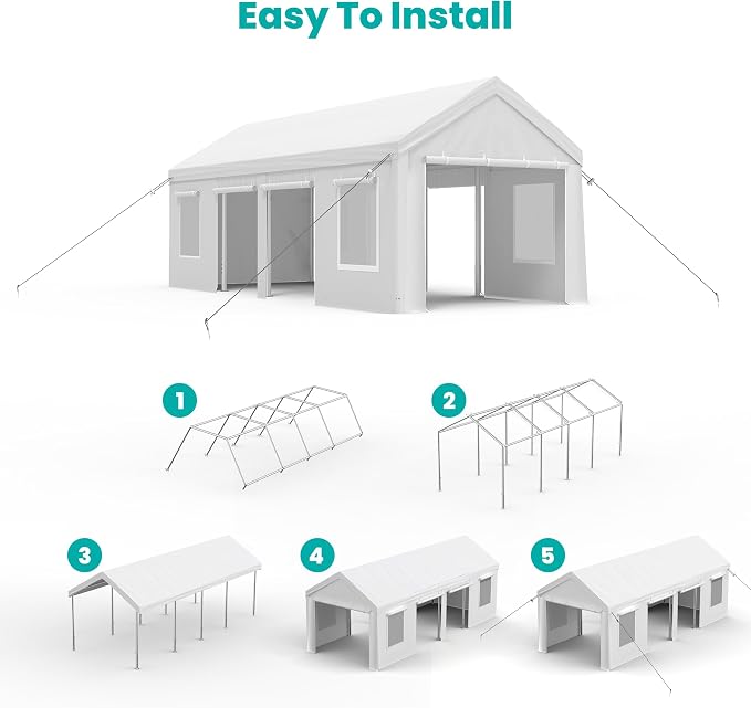 13x25ft Carport, Heavy Duty Carport - Image 4