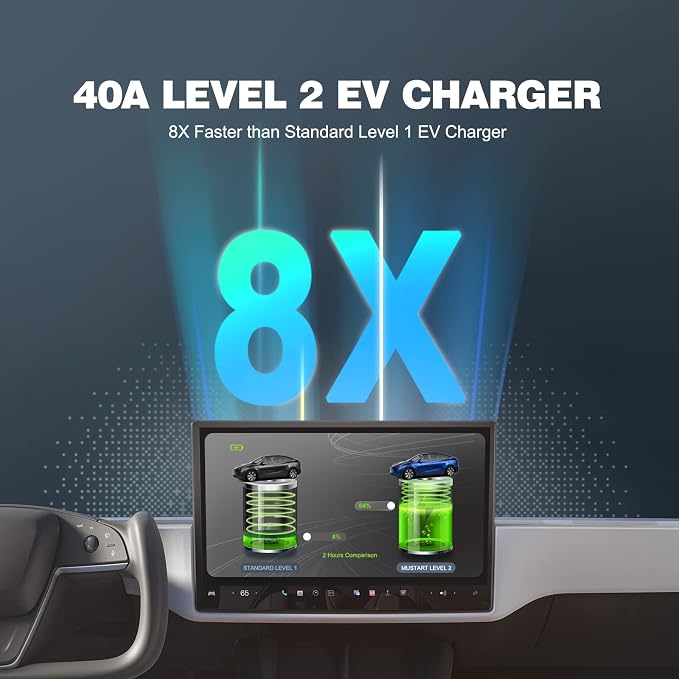 Level 2 EV Charger, 40 Amp, 240 Volt, 25ft Cable, Electric Vehicle Portable - Image 2