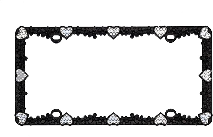 Creathome 3D Daisy Heart License Plate Frame from Pure Zinc Alloy Metal Perfect - Image 4