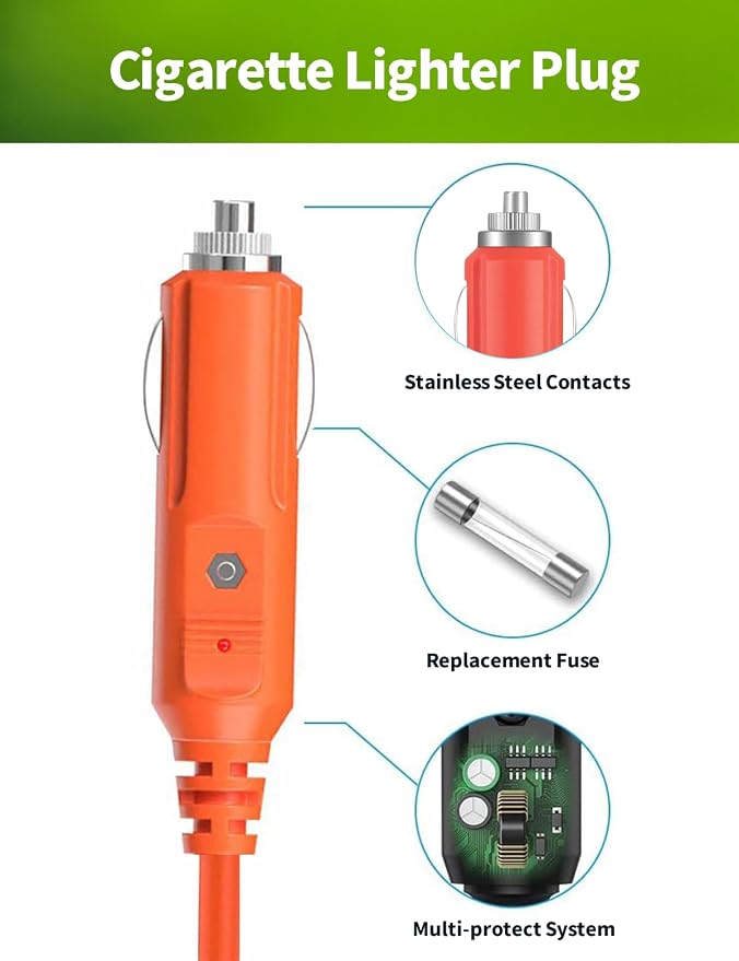 12V Car Battery Charger Cable, 6.6FT 14AWG Cigarette Lighter Plug to Alligator - Image 8