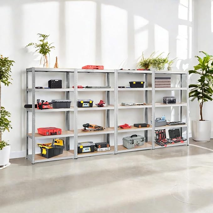 ERGOMASTER 72" Storage Shelves, Heavy Duty Steel Frame 5-Tier Garage Shelf - Image 2