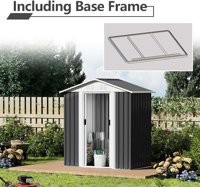 5x3 FT Outdoor Storage Shed, Metal Garden Shed - Image 2