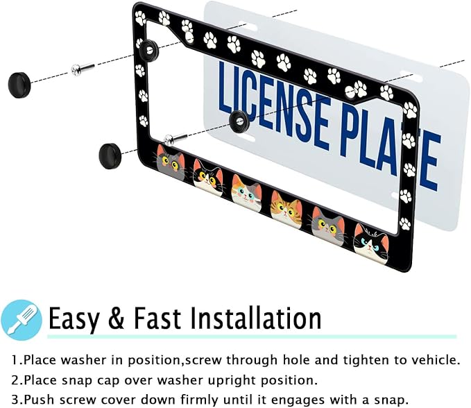 Cats Paw License Plate Frame, Cute Cartoon Cat Animal License Hloder Covers Tag - Image 7