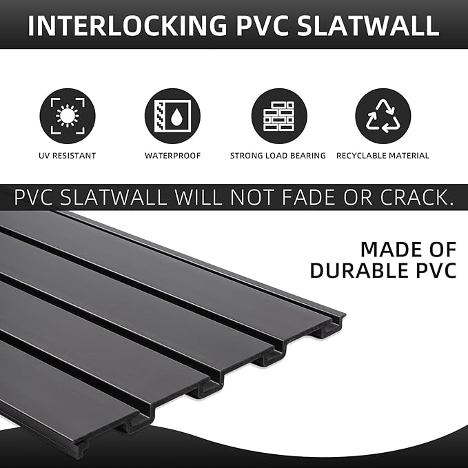 Slat Wall Paneling Garage Wall Organizer, PVC Black Slatwall Panels 2 Pack 4x8 - Image 3