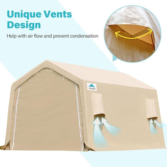 ADVANCE OUTDOOR 10x15 ft Shelter Storage Shed Steel Metal Peak Roof Portable - Image 2