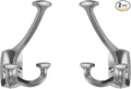 Large Wall Double-Sided Hook 2 Pack Brushed Satin Nickel Hook Decorative Heavy by ZAUYX