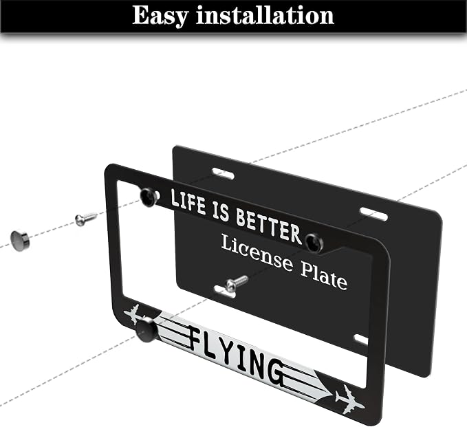 License Plate Frames Black and White Automotive Exterior Accessories Life is - Image 7