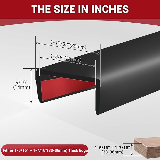 Rubber Edge Trim, Flexible Self-Adhesive U Shaped Peel and Stick Edge Banding - Image 2