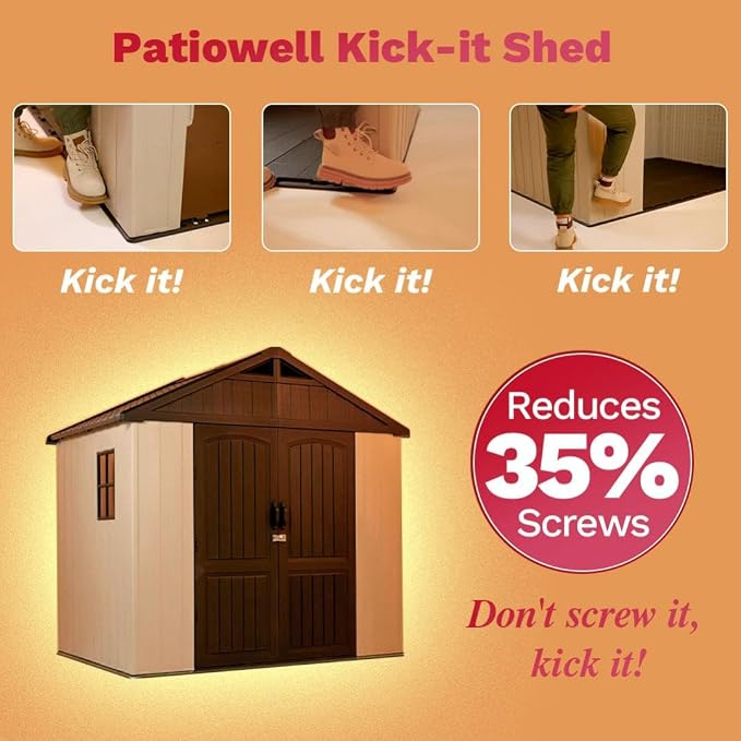 Patiowell 8x6 FT Outdoor Storage Shed, Plastic Shed Resin Garden Shed - Image 8