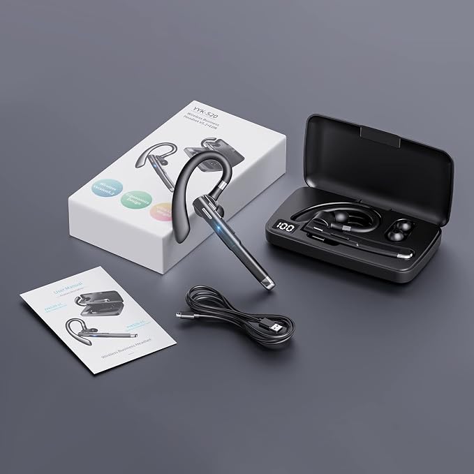 Bluetooth Headset V5.3, 100 Hrs Talk Time Single-Ear Earphone, CVC8.0 Noise - Image 8