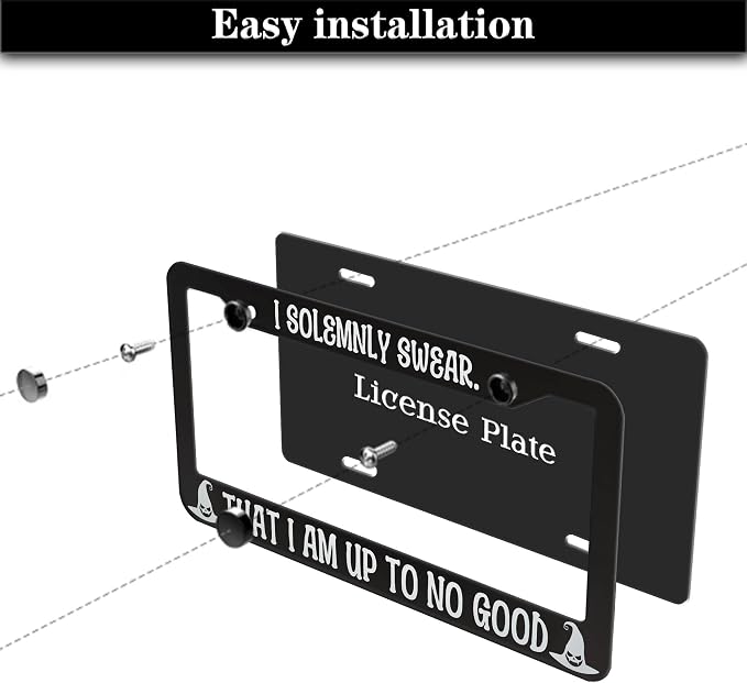 License Plate Holder Black and White License Plate Frames I Solemnly Swear That - Image 7