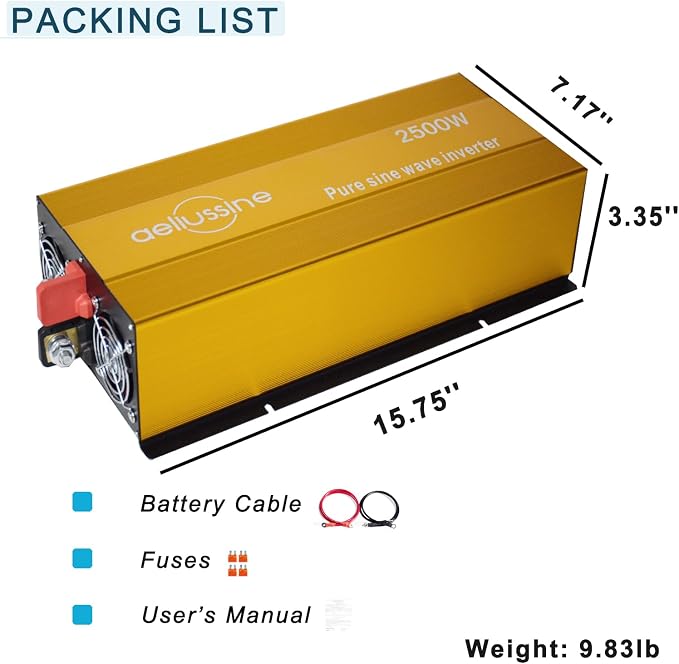 2500W Pure Sine Wave Inverter-36V DC to 110V 120V AC Power Converter - Image 6