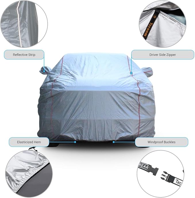 Tecoom Hard Shell Truck Car Cover Waterproof UV-Proof Windproof Zipper Design - Image 2