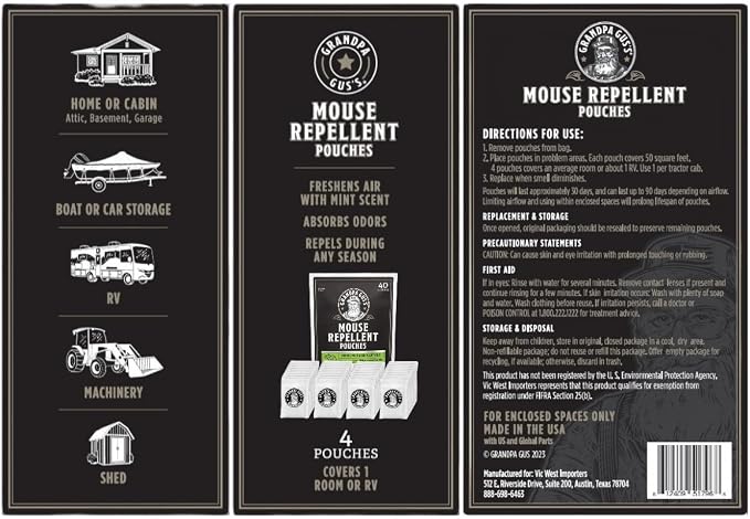 Grandpa Gus's Natural Mouse Repellent Pouches, Cinnamon/Peppermint Oils Repel - Image 7