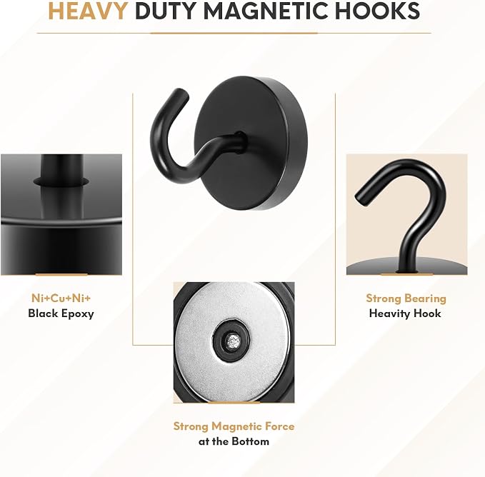 Neosmuk Magnetic Hooks, Cruise Ship Essentials, 120lb+ Heavy Duty Magnetic Hooks - Image 5