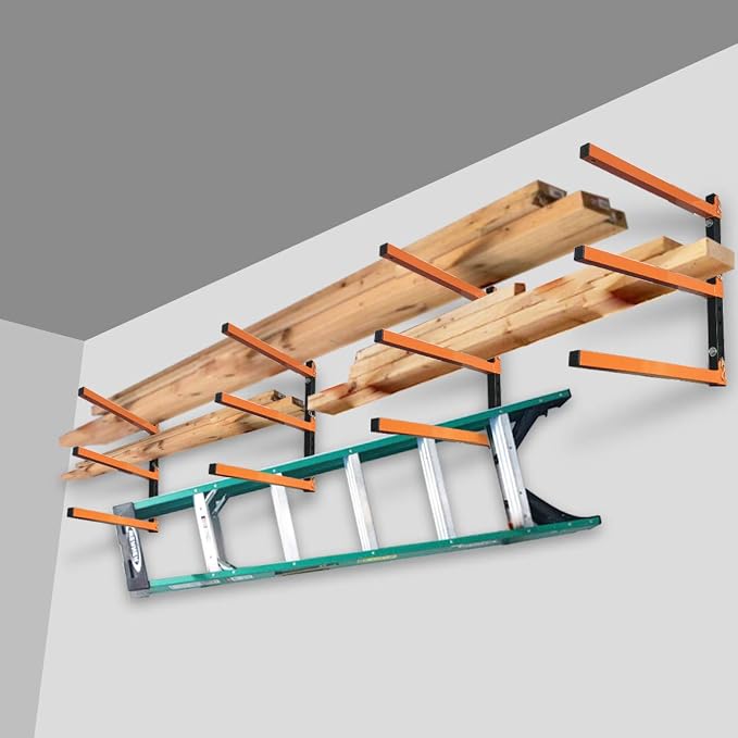 Homydom Garage Shelving Wood Rack, Lumber Storage Rack Wood Organizer Wall - Image 3