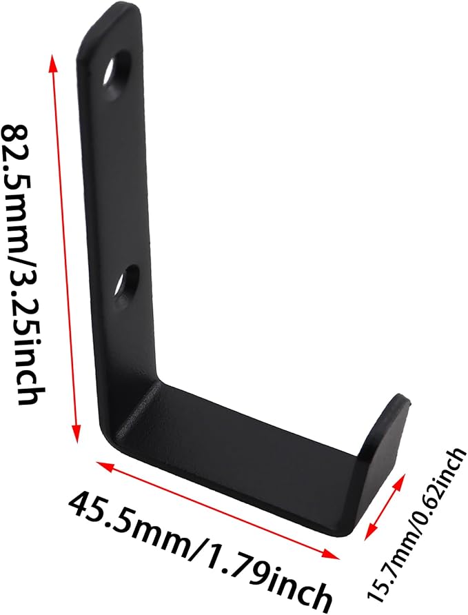 2PCS 82.5x45.5mm Black Metal Wall Mounted 2 Holes J Hook - Image 2
