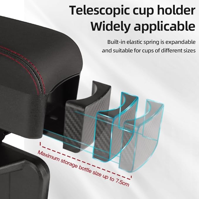JEYODA Car Armrest Box with Cup Holder Car Central Liftable Armres Storage - Image 2