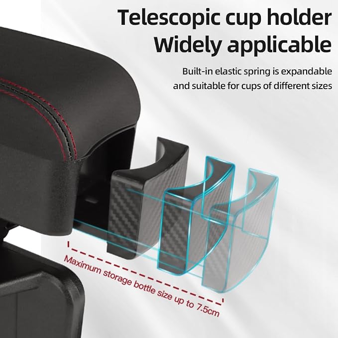 JEYODA Car Armrest Box with Cup Holder Car Central Liftable Armres Storage - Image 4