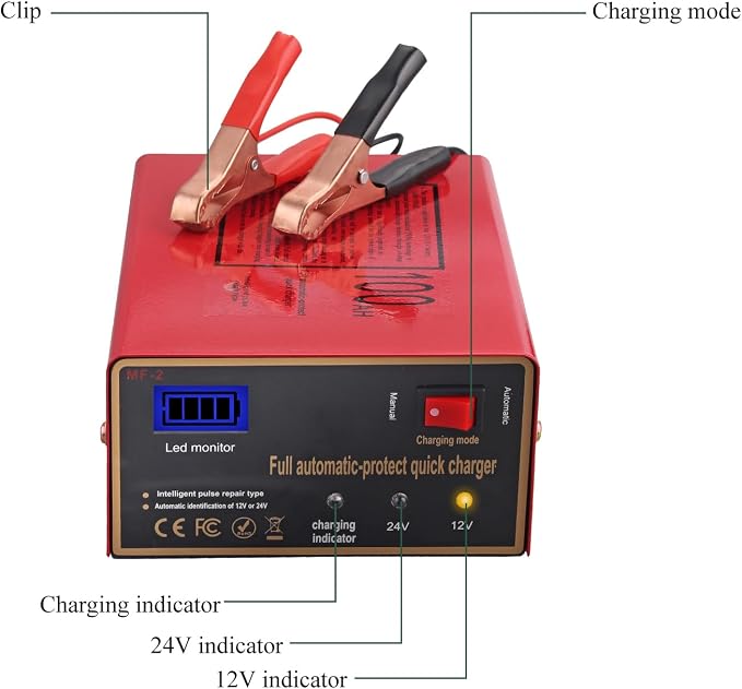 12/24V Battery Charger 10A/7.5A Smart Adjustable Car Battery Charger - Image 3