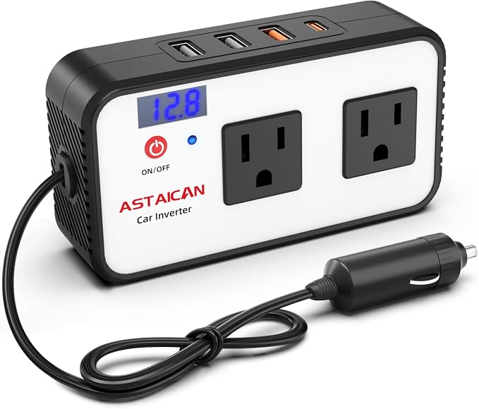 200W Car Power Inverter, DC 12V to 110V AC Car Plug Adapter by Astaican