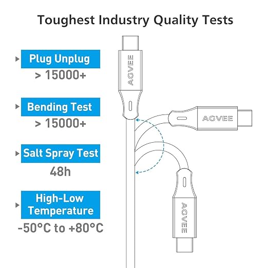 AGVEE 5ft Coiled Short USB to USB-C Charging Cable 3A Fast Charger Cord in Car - Image 6