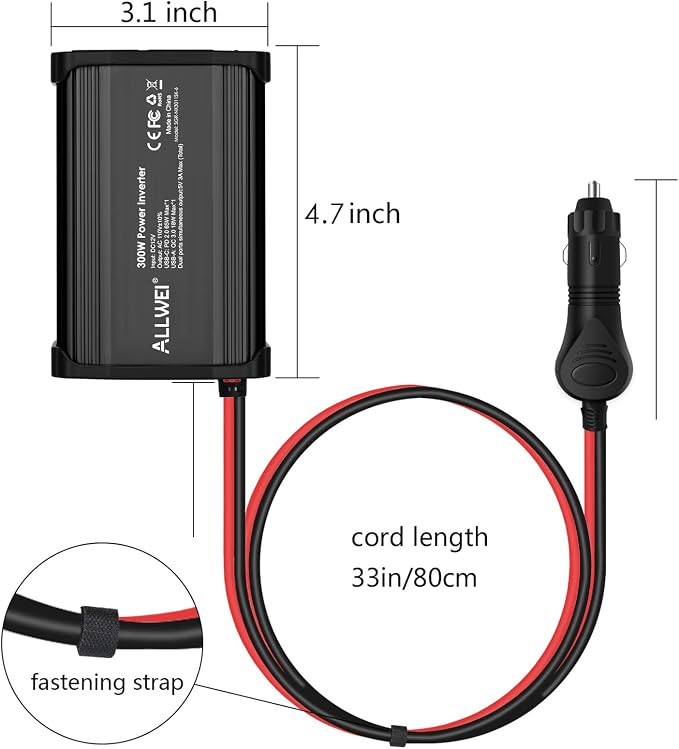 ALLWEI 300W Car Power Inverter DC 12V to 110V AC - Image 9