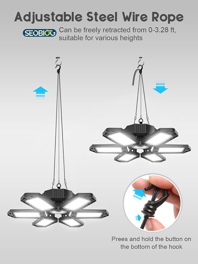 SEOBIOG LED Garage Lights 4 Pack, 200W 20000LM Plug in Linkable LED Shop Light - Image 6