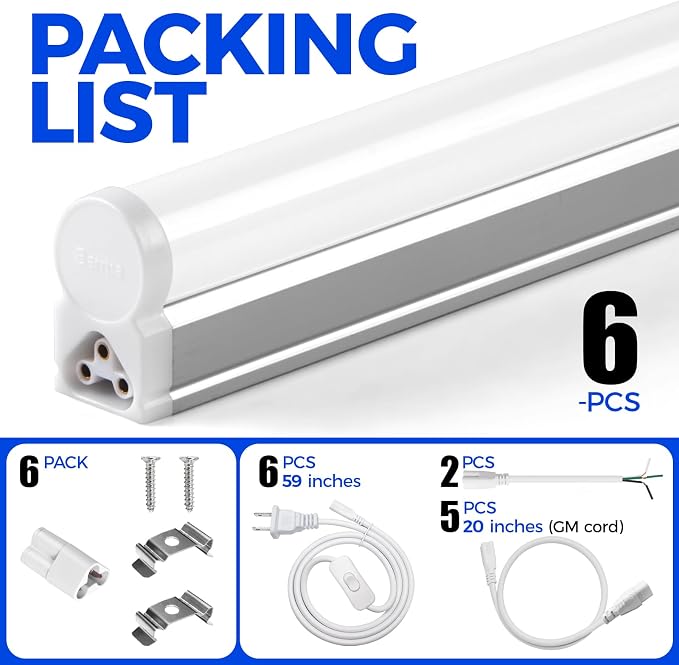 Barrina LED T5 Integrated Single Fixture, Utility Shop Light, Ceiling and Under - Image 8