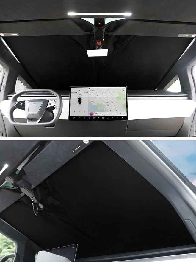 Windshield Sunshade for Tesla Cybertruck, Foldable UV Protection Front Window - Image 3